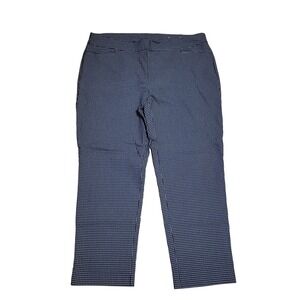 Chicos Navy Blue White Grid Check Ankle Pants Womens 3.5P US 18P Pull On Stretch